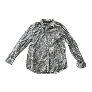 EUC Men's Perry Ellis button up dress shirt size XXL, black and white w flowers